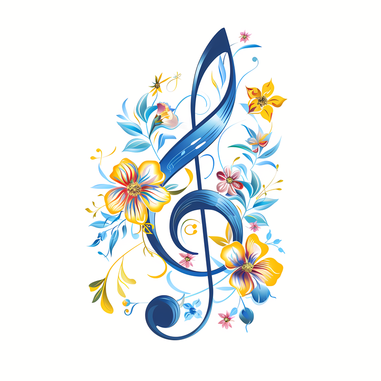 Music Note,Floral,Music Notes