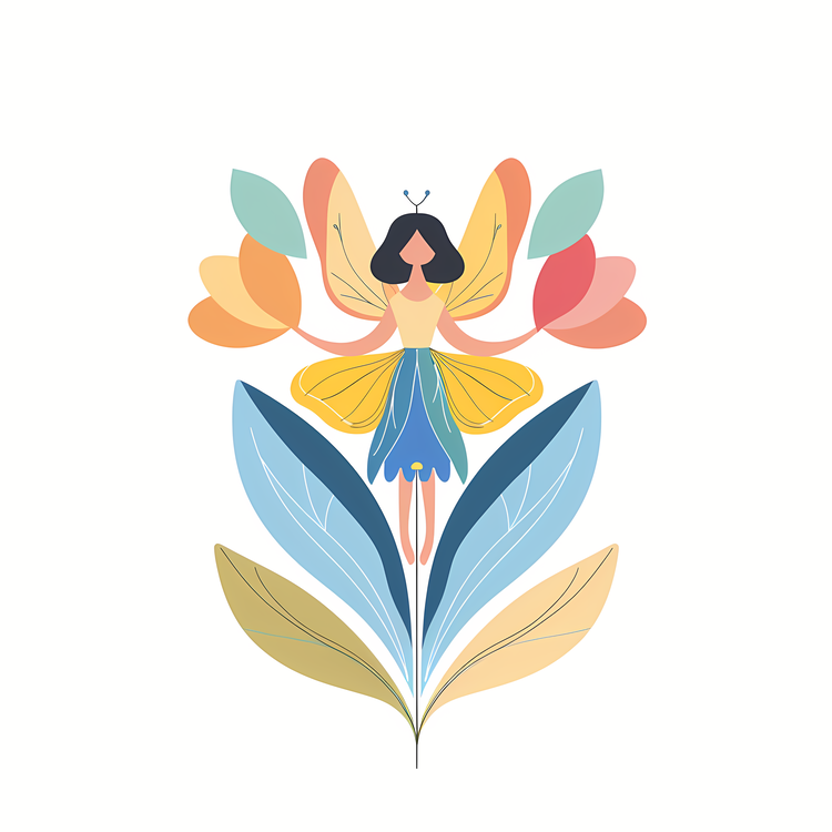 Flower Fairy,Woman With Flowers,Floral Illustration