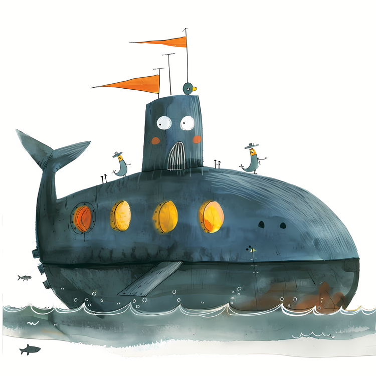 Submarine Day,Watercolor,Submarine