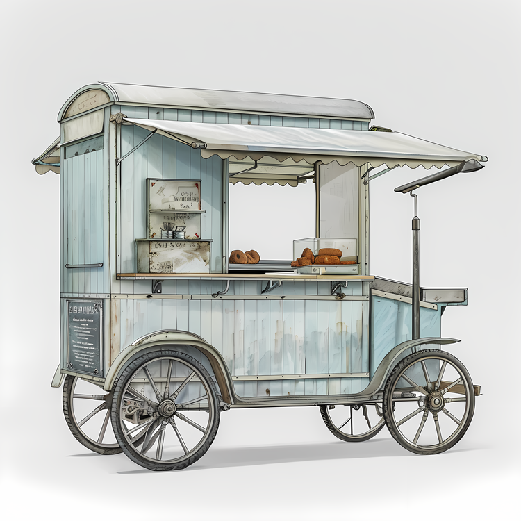 Food Cart,Blue,Vintage