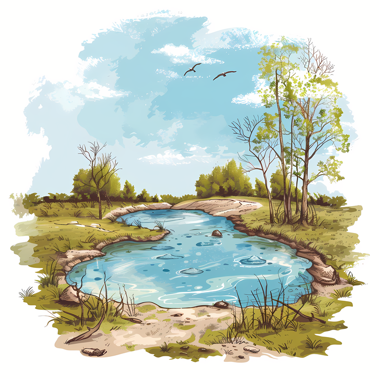 Spring,Melting Lake,Landscape