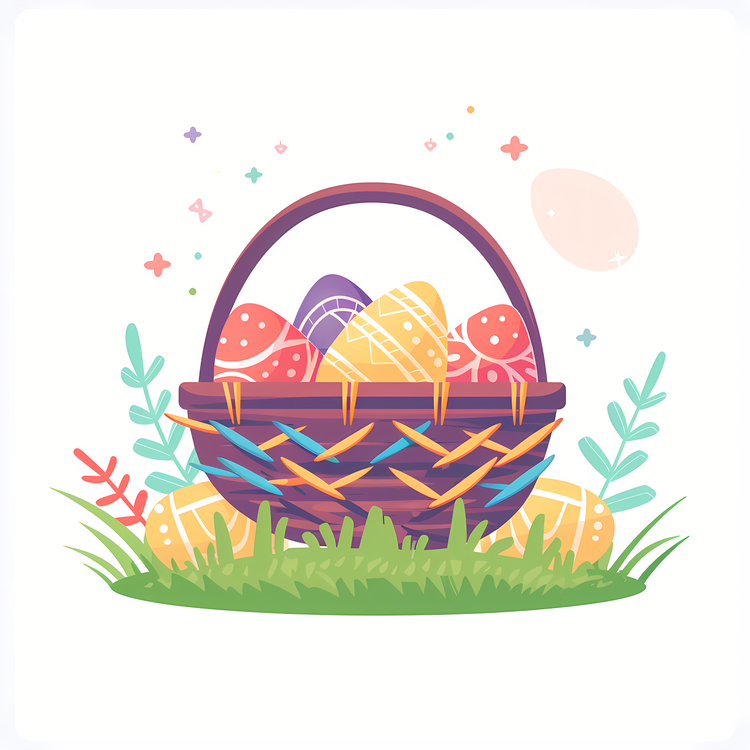 Happy Easter,Easter Basket,Colored Eggs
