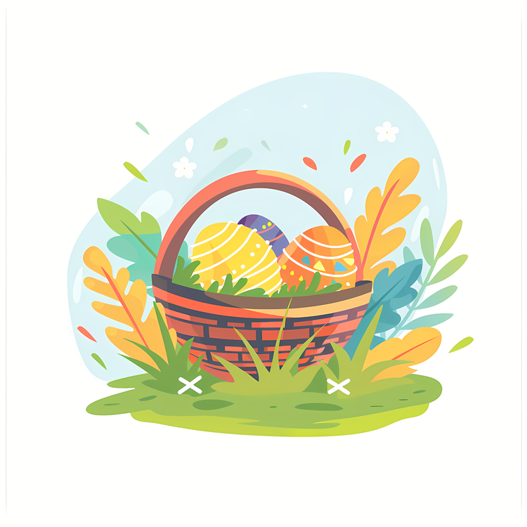 Happy Easter,Basket,Colorful Eggs