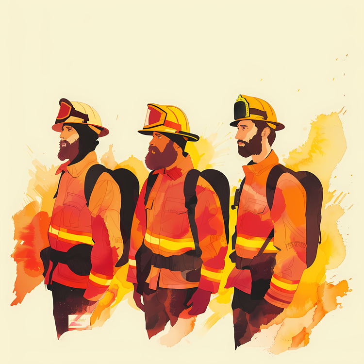 Firefighter,Watercolor,Splattered