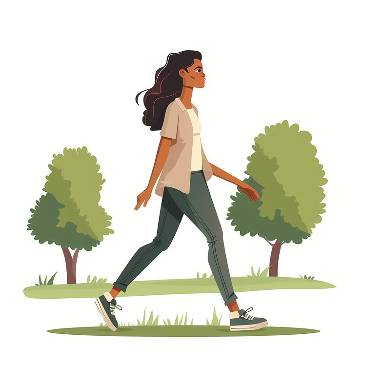 Cartoon Walking Woman,Girl,Walk