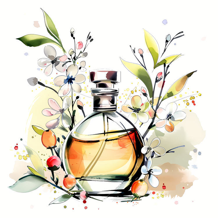 Fragrance Day,Perfume Bottle,Watercolor Painting
