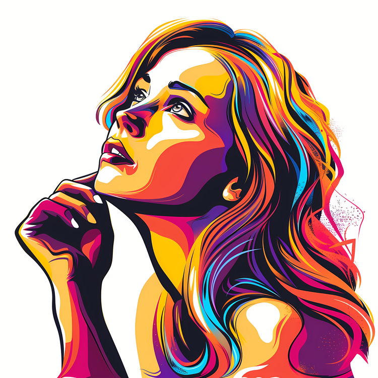 Thinking Woman,Human Portrait,Colorful