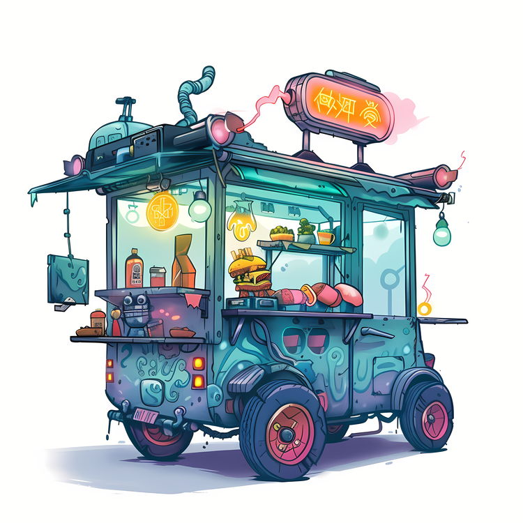 Food Cart,Mobile Food Truck,Steampunk
