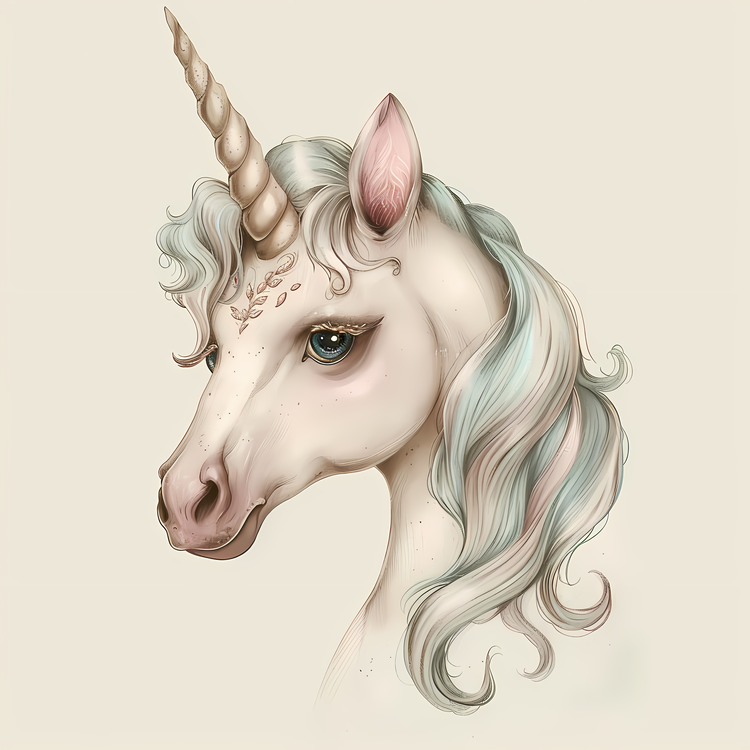 Unicorn,White And Blue,Long Hair