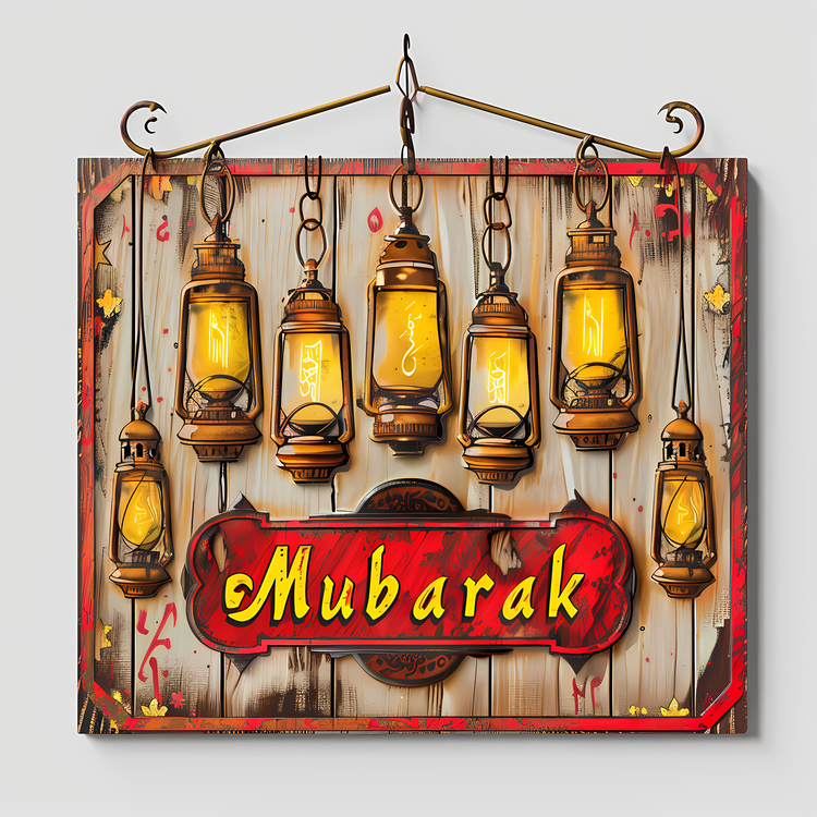 Eid Mubarak,1lamps,2golden