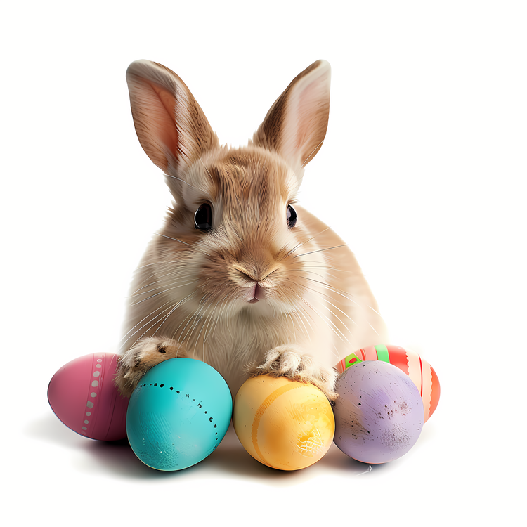 Easter Bunny,Brown Rabbit,Easter Eggs