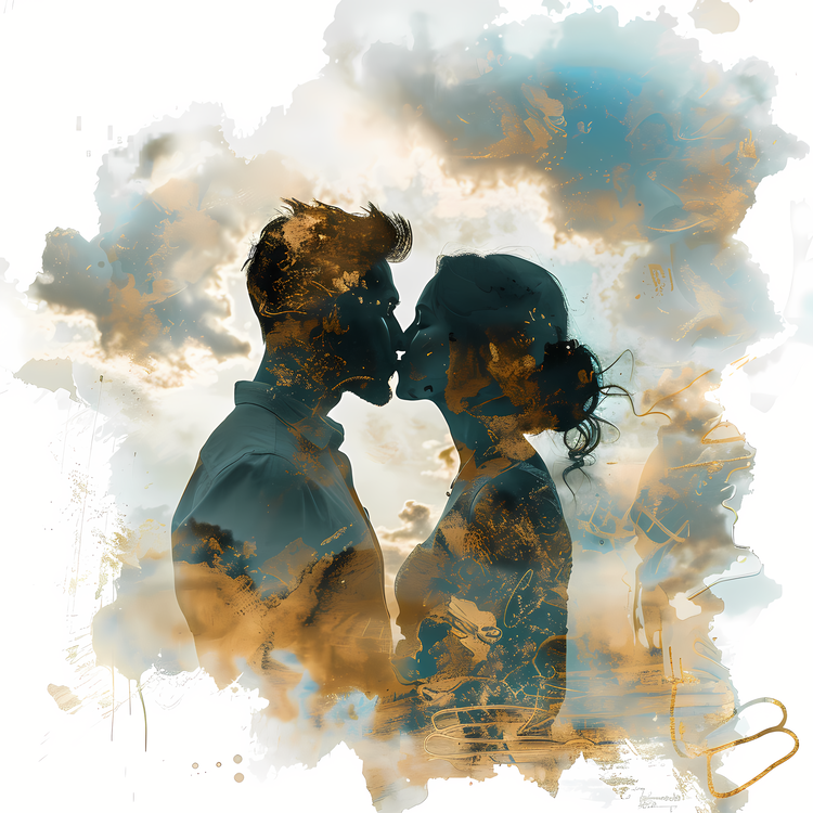 Couple Kissing,Photography,Watercolor