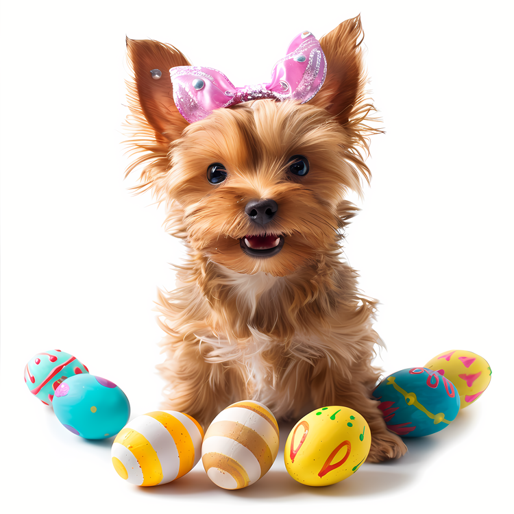 Easter Themed Pet,Dog With Easter Eggs,Puppy With Easter Eggs