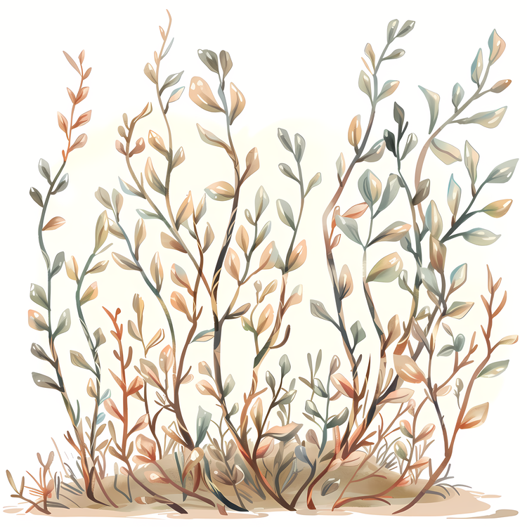 Bushes,Plant,Watercolor