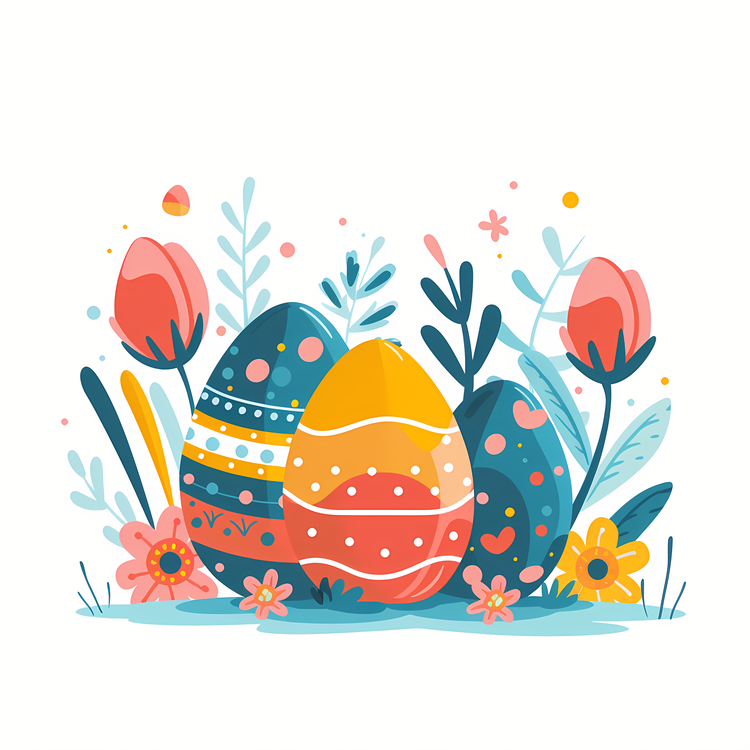 Happy Easter,Easter Eggs,Flowers