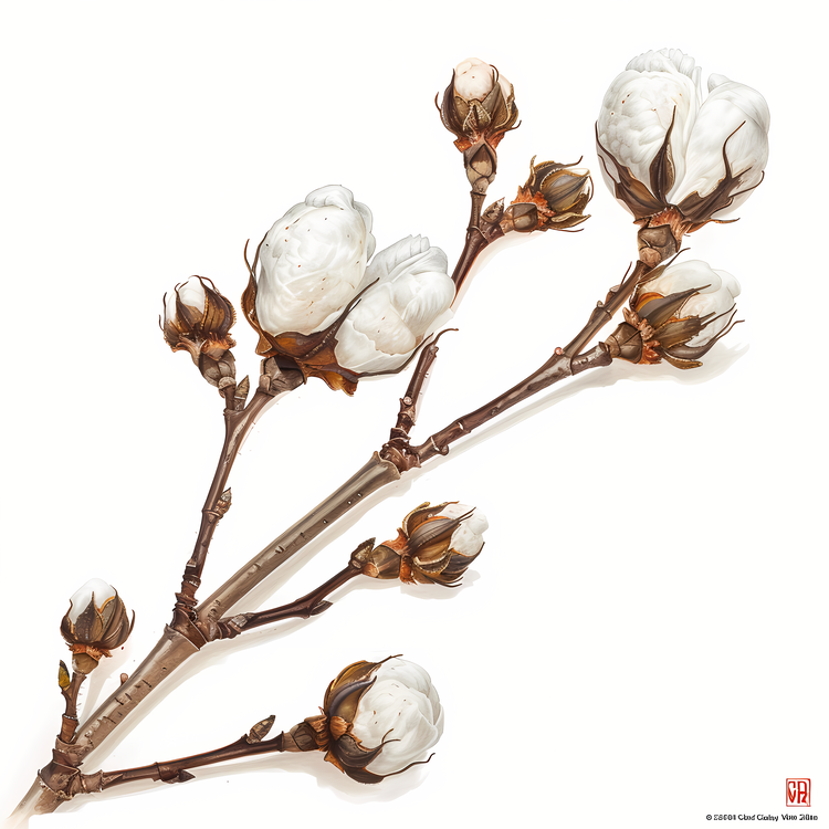 Fluffy Cotton Twig,Cotton,Plant
