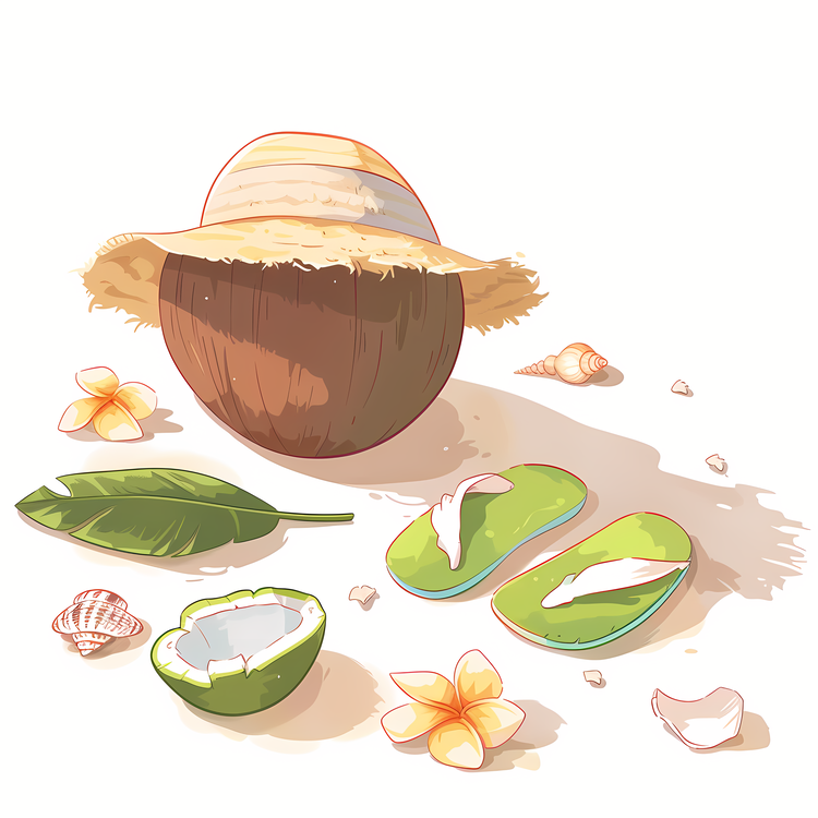 Coconut Summer,Coconut,Beach Slippers