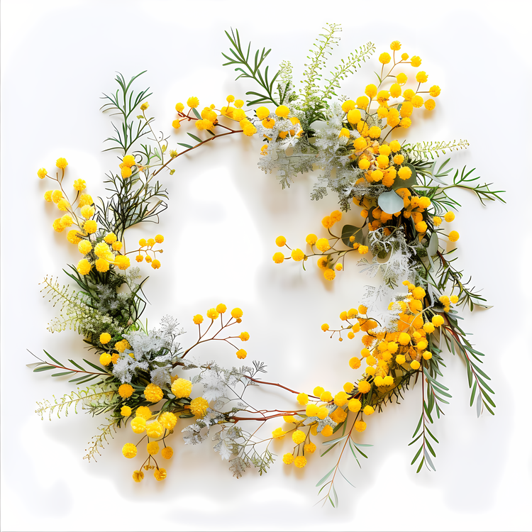 Mimosa Flowers Wreath,Yellow Wreath,Floral Wreath