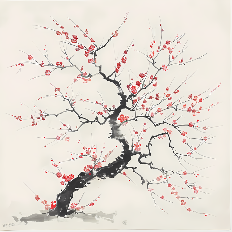 Blossom Tree,Cherry Blossoms,Red