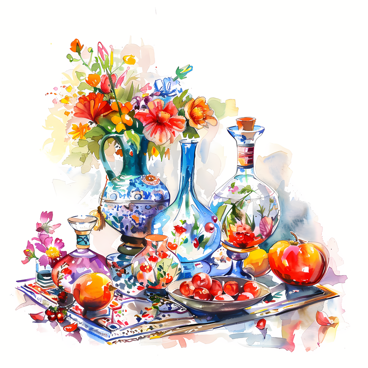 International Nowruz Day,Watercolor,Vases