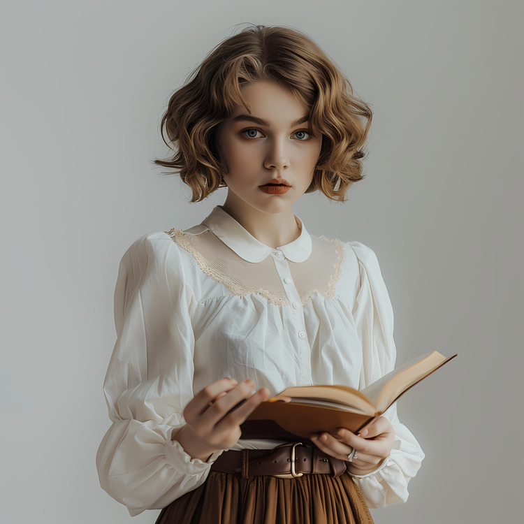 Young Woman With Book,Girl,Book