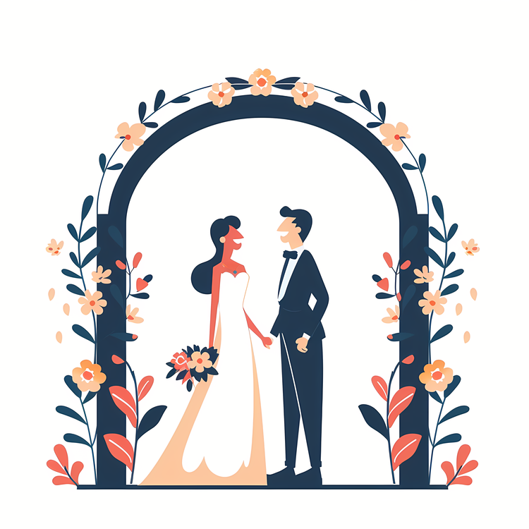 Bride And Groom Under Wedding Arch,Wedding,Couple