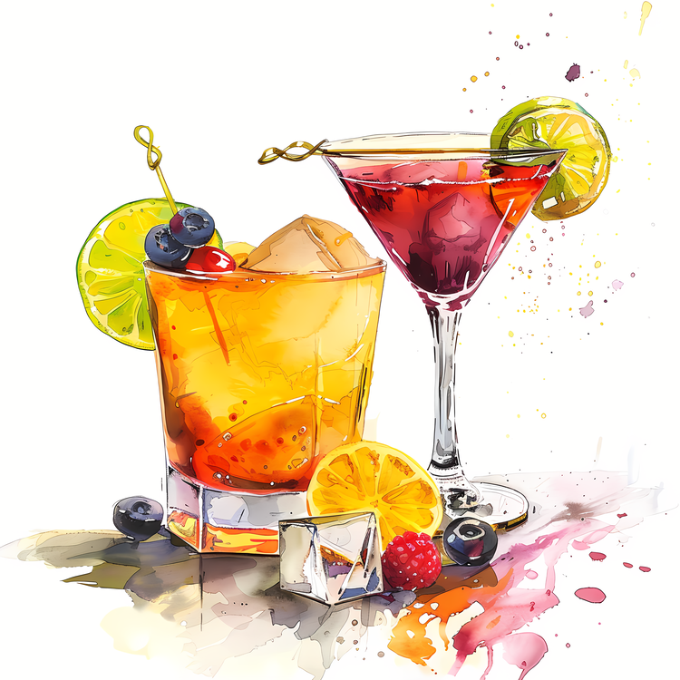 Cocktail Day,Watercolor,Beverages