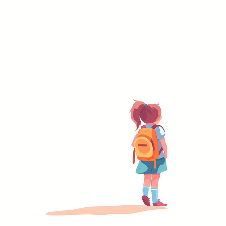 Students With Backpack,Cartoon,School Girl