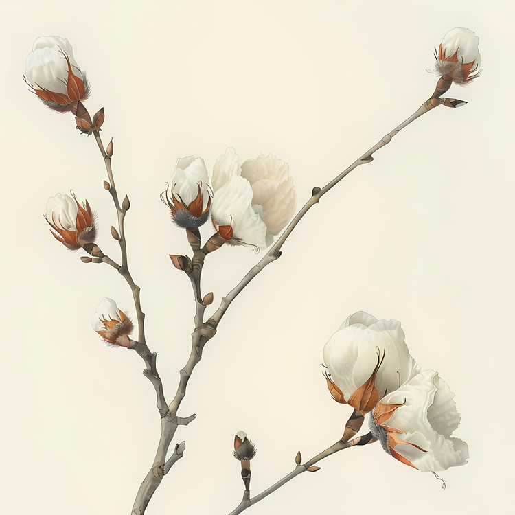 Fluffy Cotton Twig,Blossom,Branch