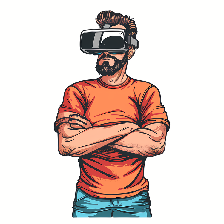 Wearing Vr Headset,Virtual Reality,Google Glasses