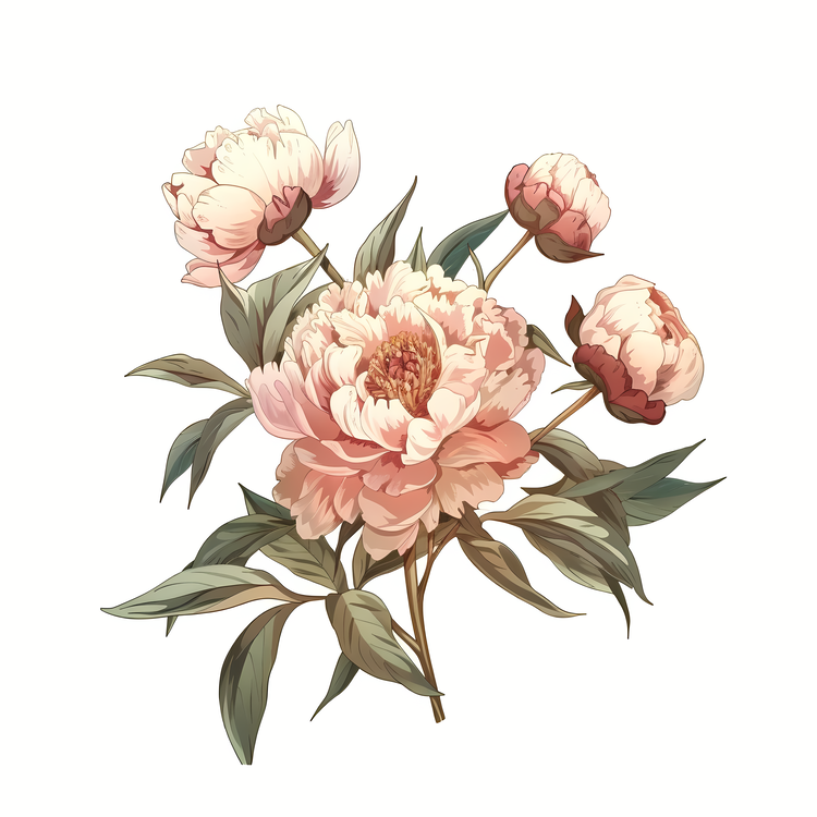 Peony Flower Arrangement,Watercolor,Peony