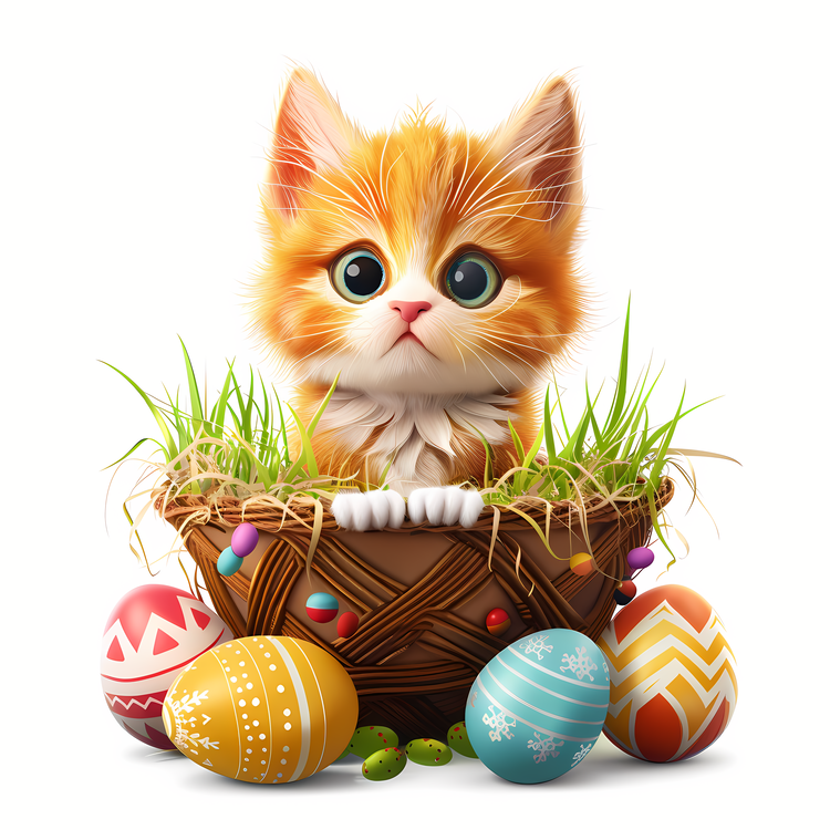 Easter Themed Pet,Kitten,Basket