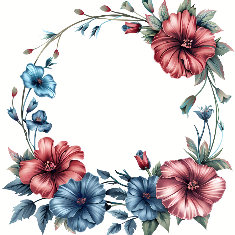 Round Frame,Floral,Wreath