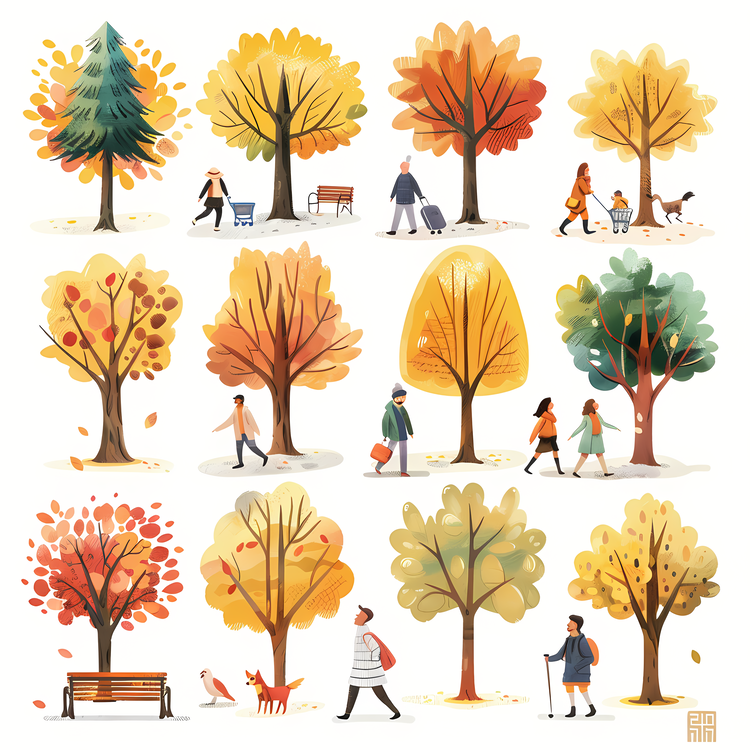 Take  A Walk In The Park,Watercolor,Fall Leaves