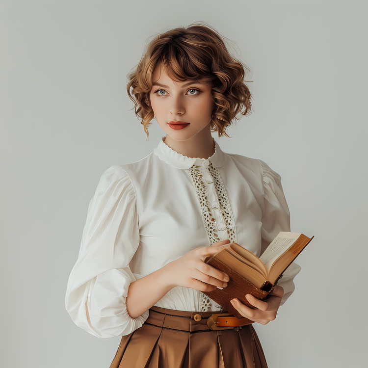 Young Woman With Book,Book,Open
