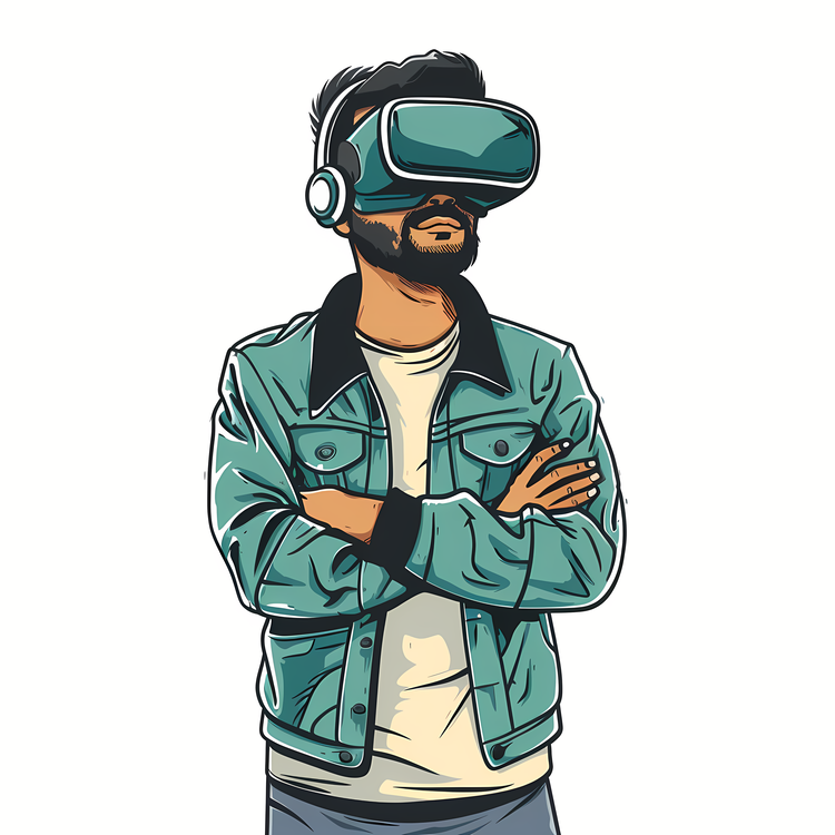 Wearing Vr Headset,Virtual Reality,Goggles
