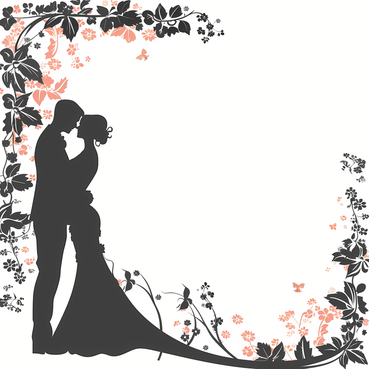 Wedding Frame,Wedding,Silhouette Of Bride And Groom