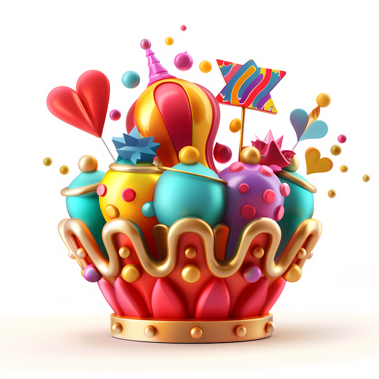 Purim,Crown With Balloons,Birthday Cake With Balloons