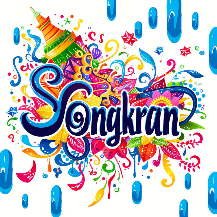 Songkran,Colorful,Hand Drawn