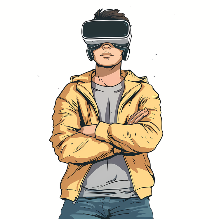 Wearing Vr Headset,Virtual Reality,Headset