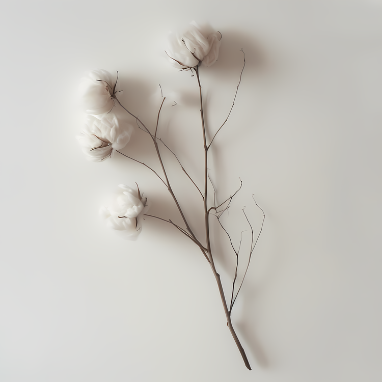 Fluffy Cotton Twig,Bouquet,White Flowers