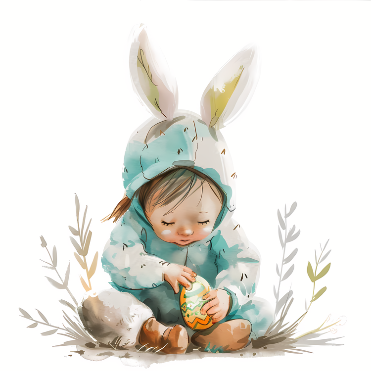 Easter Bunny Costume,Baby,Watercolor
