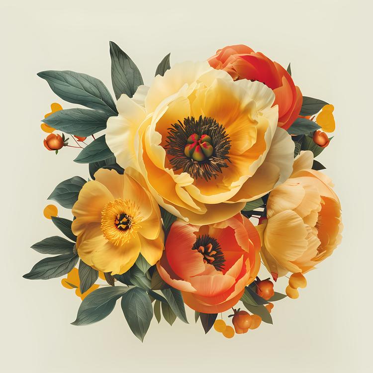 Peony Flower Arrangement,Bouquet,Orange Flowers