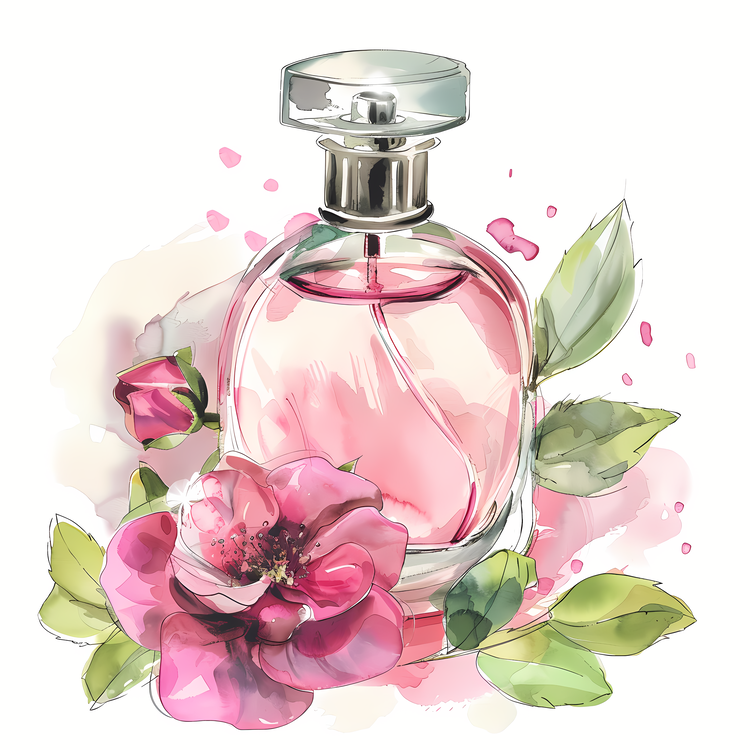 Fragrance Day,Pink Rose,Watercolor