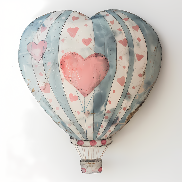 Hot Air Balloon,Heart Shaped Hot Air Balloon,Watercolor