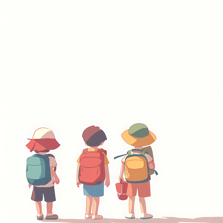 Students With Backpack,Cartoon,Children
