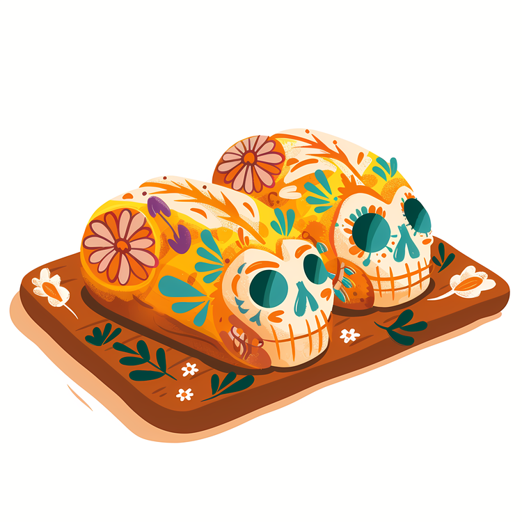 Pan De Muerto,Cake,Sugar Skulls