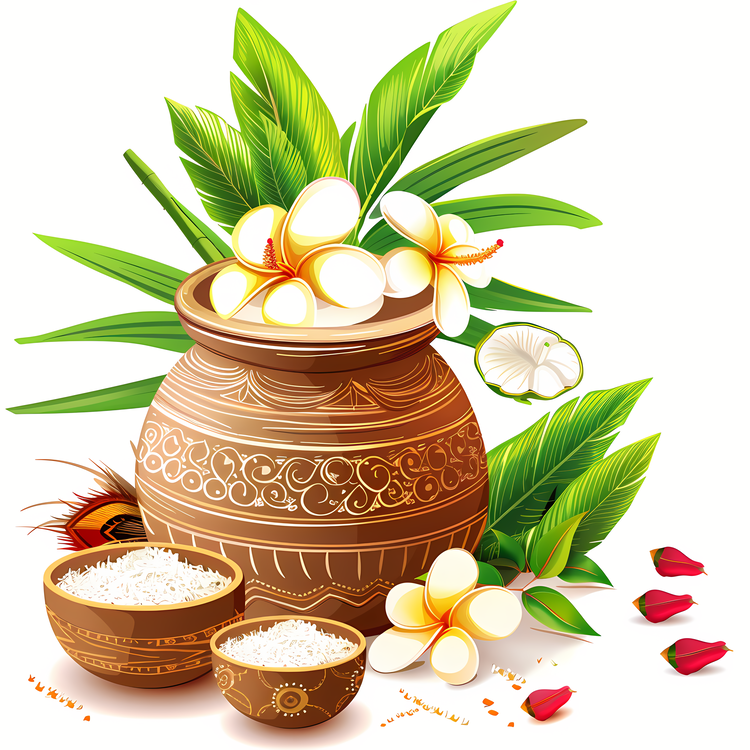 Happy Ugadi,Flowers,Pot