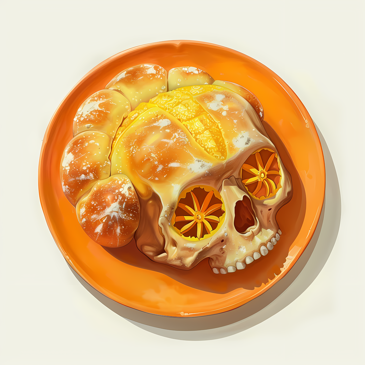 Pan De Muerto,Skull,Orange