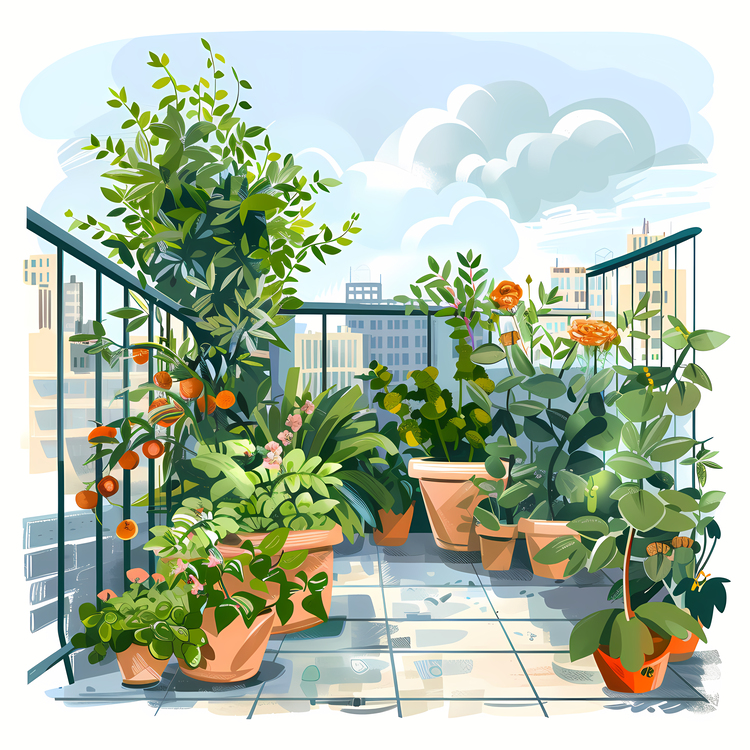 House,Terrace,Plants